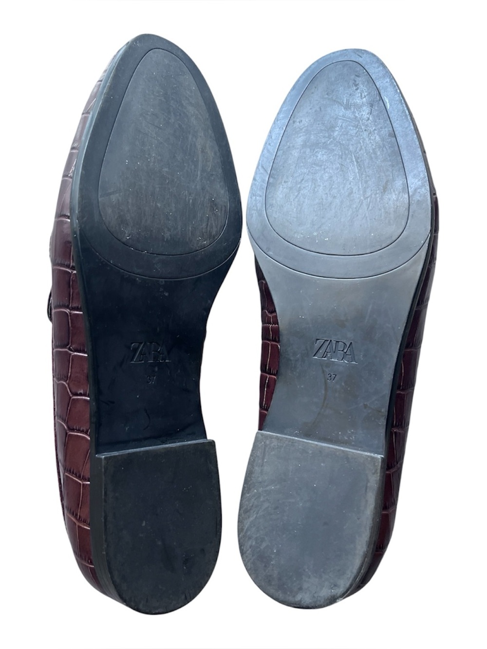 Zara Brown Croc-Embossed Leather Bit Loafers 37 6.5 - Picture 8 of 10